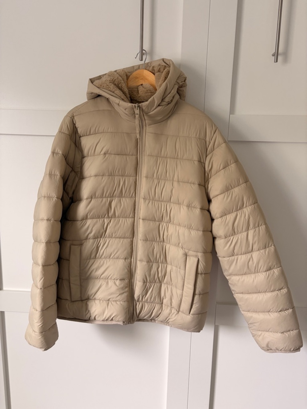 Hollister Beige Mens Lined Puffer Jacket - Size Large